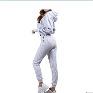 NWOT white and rhinestone jogger sweatpants